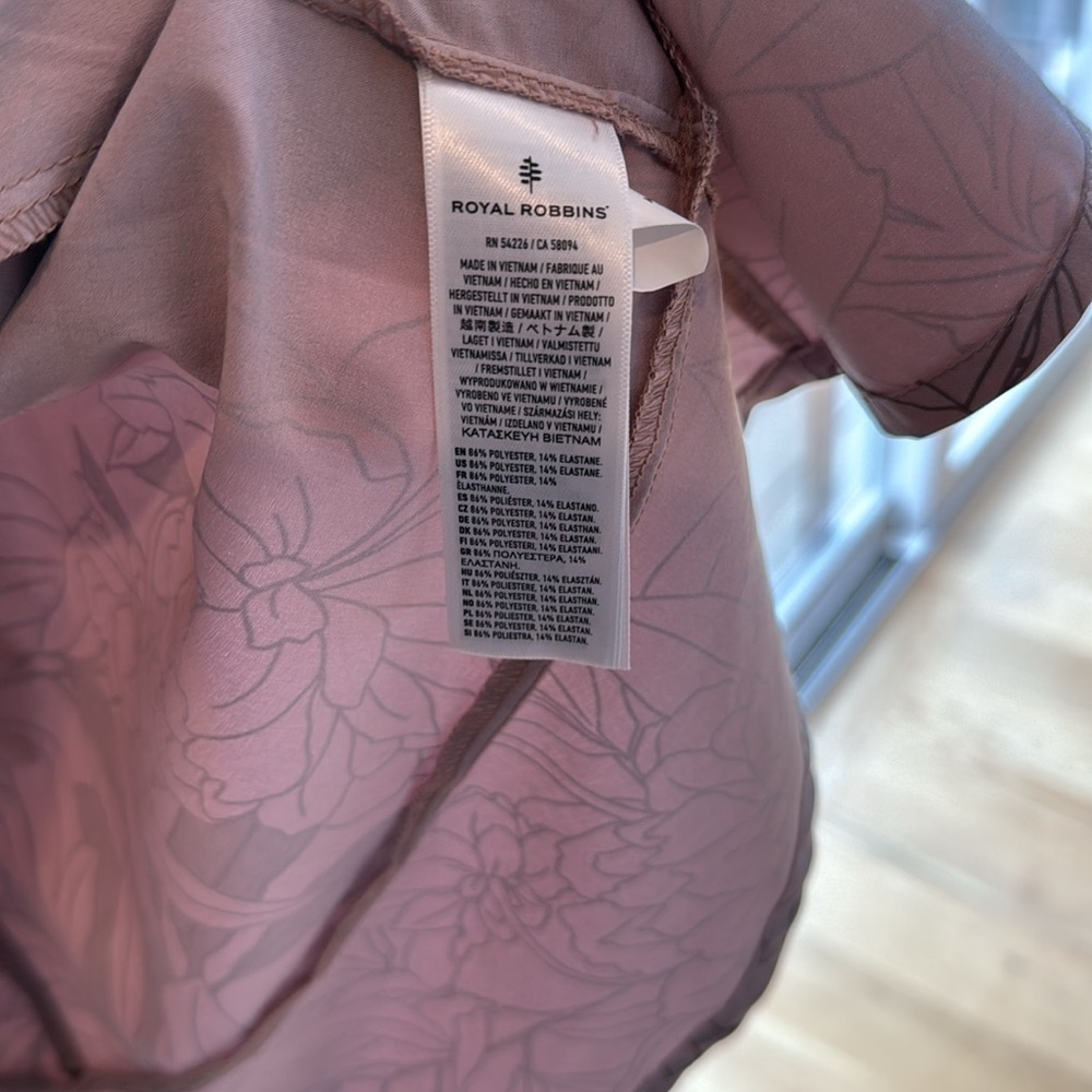 Royal Robbins Spotless Traveler Dress M Pink Floral Travel Hiking UPF 50 - Picture 4 of 6